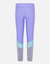 Girls Colour Block Panel Leggings, Multi (PASTEL-MULTI), large