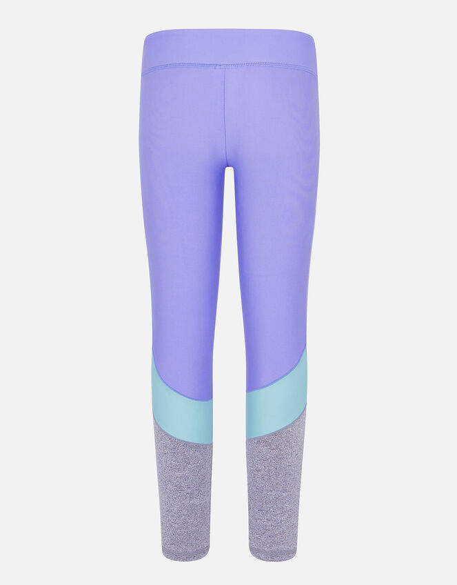 Girls Colour Block Panel Leggings, Multi (PASTEL-MULTI), large