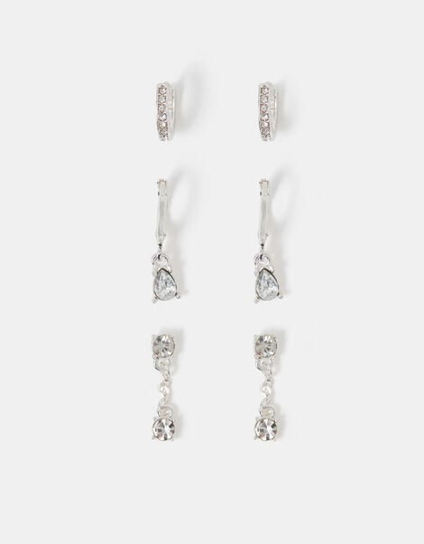 3-Pack Stone Drop Hoop Earrings, , large