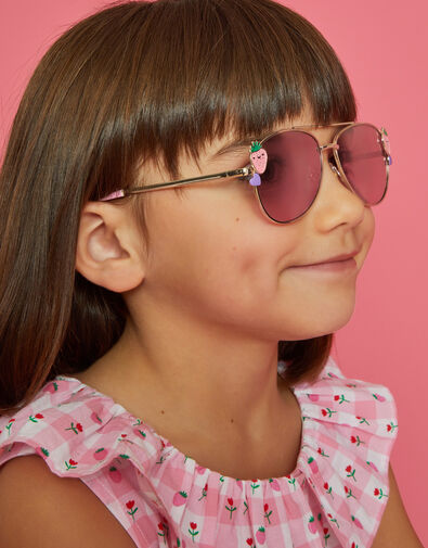 Girls Strawberry Aviator Sunglasses, , large