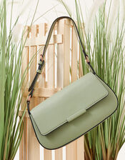 Buckle Strap Bar Shoulder Bag, Green (GREEN), large