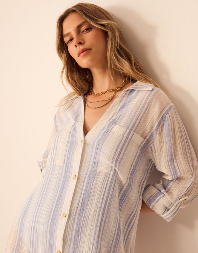 Stripe Maxi Shirt, Blue (BLUE), large