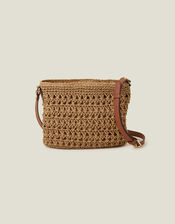 Raffia Cross-Body Bag, , large