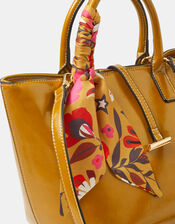 Floral Scarf Patent Handbag, , large
