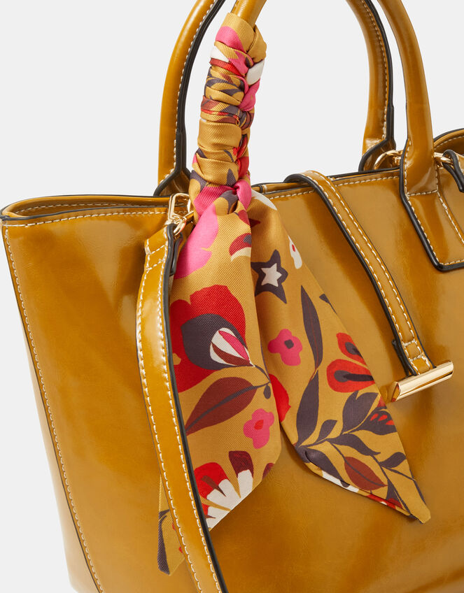 Floral Scarf Patent Handbag, , large