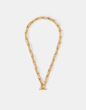 14ct Gold-Plated Molten Link T-Bar Necklace, , large