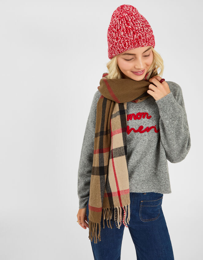 Check Print Scarf, , large