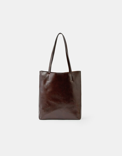 Faux Leather Tote Bag, Brown (CHOCOLATE), large