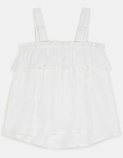 Sea Life Embroidered Cami Top, White (WHITE), large