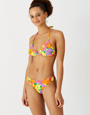 Pop Floral Print Ruffle Triangle Bikini Top, Multi (BRIGHTS-MULTI), large