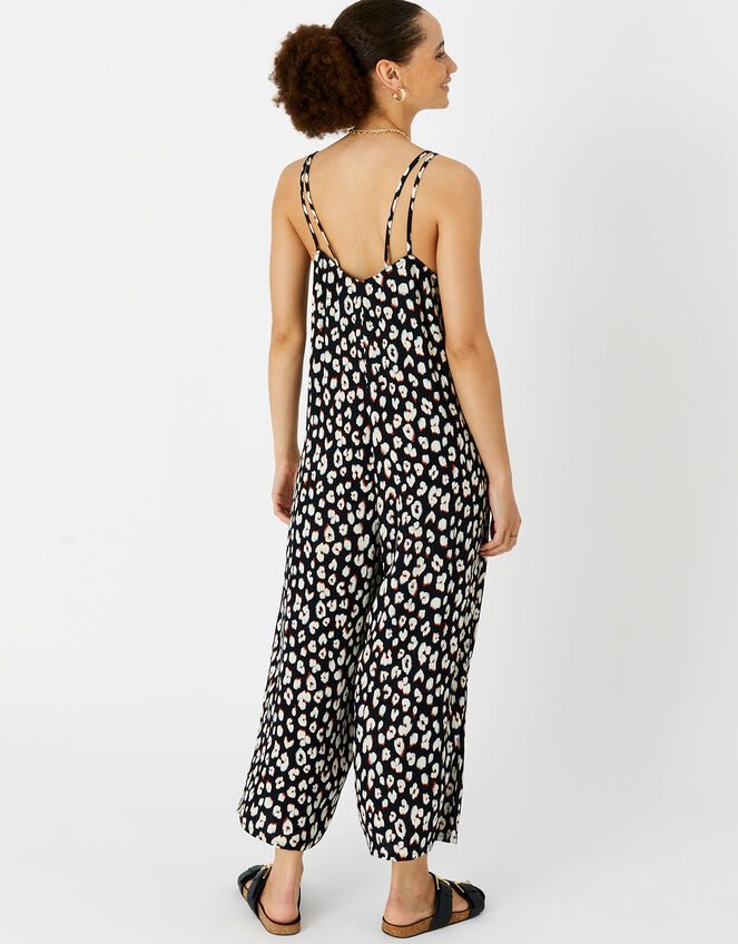 Animal Print Jumpsuit, Black (BLACK WHITE), large