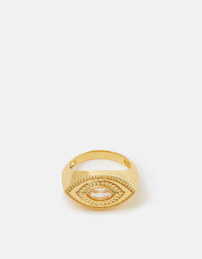 14ct Gold-Plated Chunky Evil Eye Ring, Gold (GOLD), large
