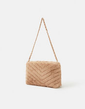 Faux Fur Chain Strap Shoulder Bag, , large