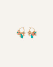 Beaded Pearl Leaf Hoop Earrings, , large