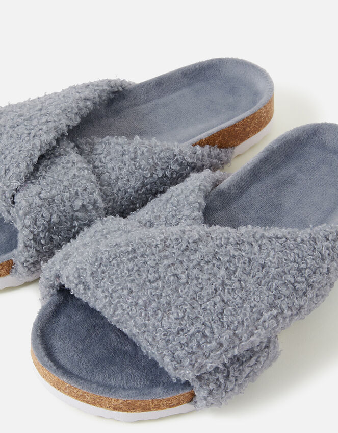 Borg Twist Footbed Slippers, Grey (GREY), large