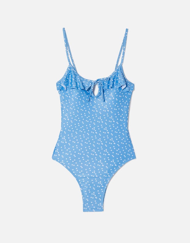 Spot Frill Swimsuit, Blue (BLUE), large