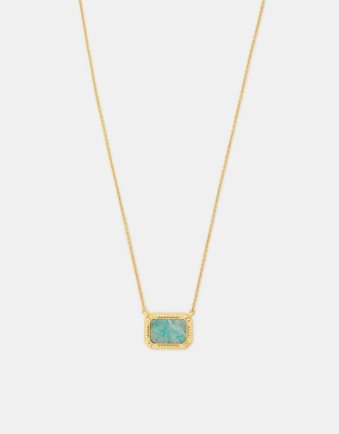 14ct Gold-Plated Amazonite Slice Pendant Necklace, , large