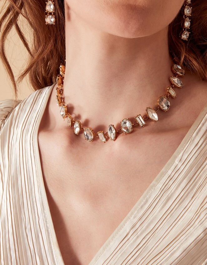 Statement Gem Crystal Collar Necklace, , large