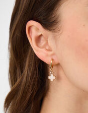 5-Pack Pearl Clover Stud & Hoop Earrings, Gold (GOLD), large
