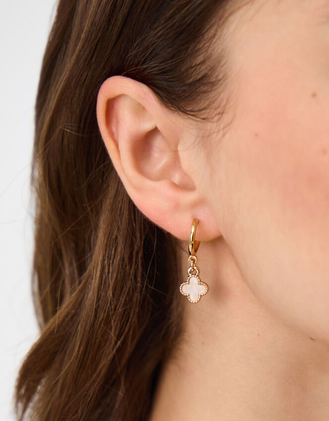 5-Pack Pearl Clover Stud & Hoop Earrings, Gold (GOLD), large