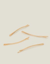Long Curved Hair Slides 4 Pack, Silver (SILVER), large