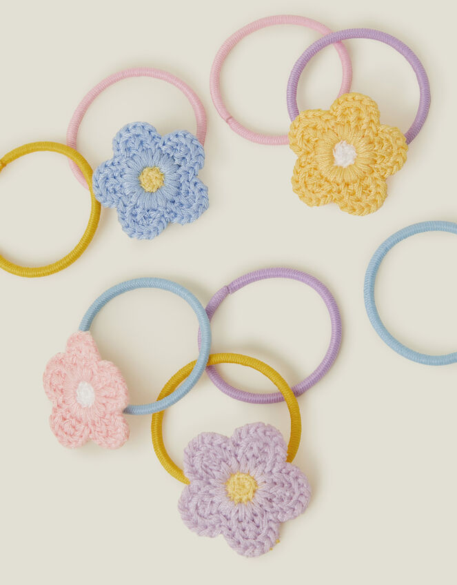 8-Pack Girls Crochet Flower Hair Bands, , large