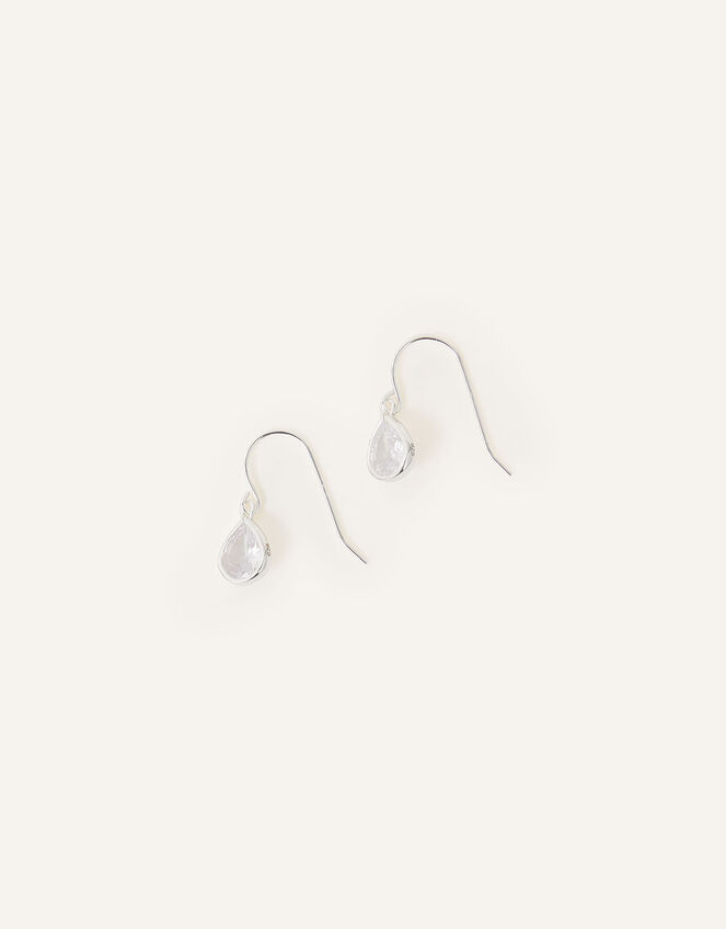 Sterling Silver Crystal Drop Earrings, , large