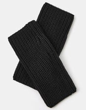 Ribbed Cut Off Gloves, Black (BLACK), large