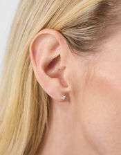 3-Pack Sterling Silver Shape Cubic Zirconia Stud Earrings, , large