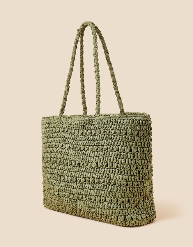 Large Raffia Shopper Bag, , large