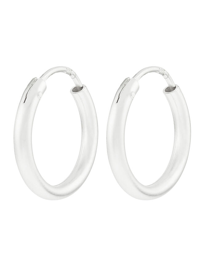 Sterling Silver Chunky Tube Hoops, , large