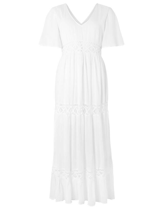 Lace-Insert Maxi Dress, White (WHITE), large
