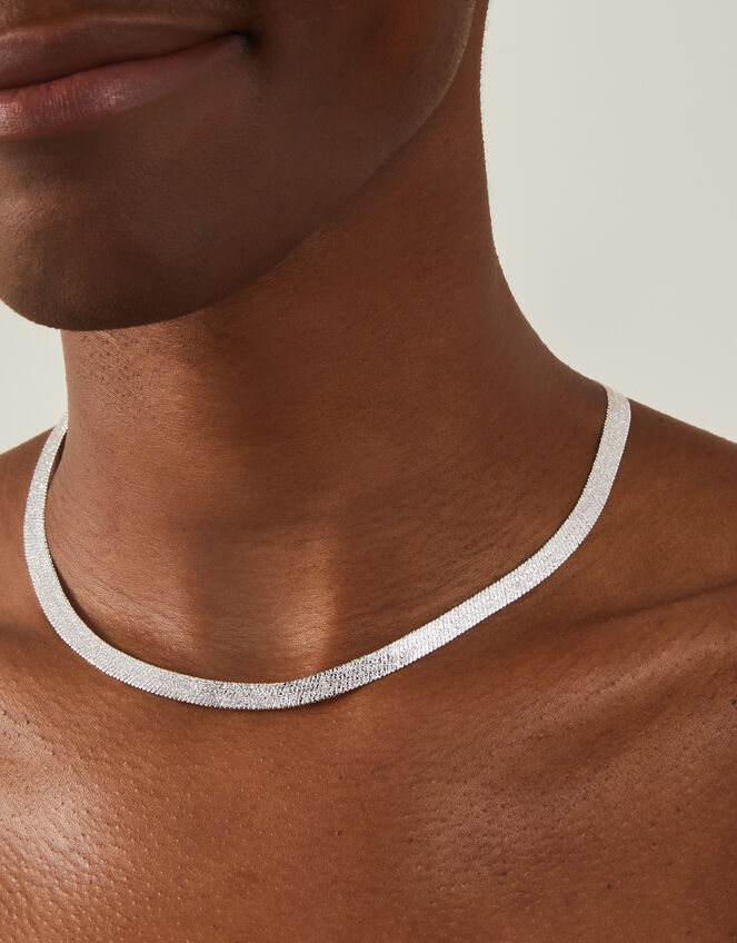 Sterling Silver-Plated Chunky Snake Chain Necklace, , large