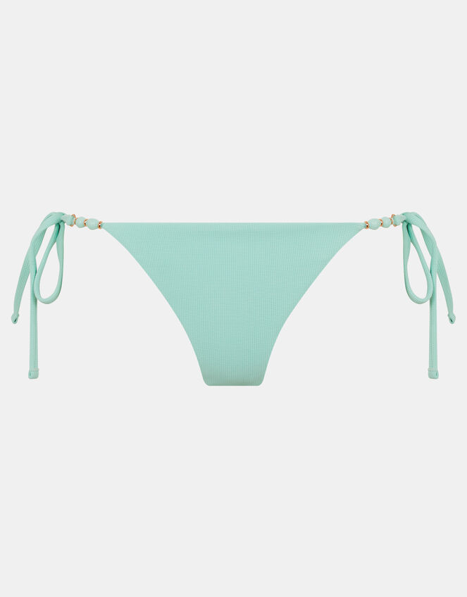 Bead Strap Textured Bikini Bottoms, Green (LIGHT GREEN), large