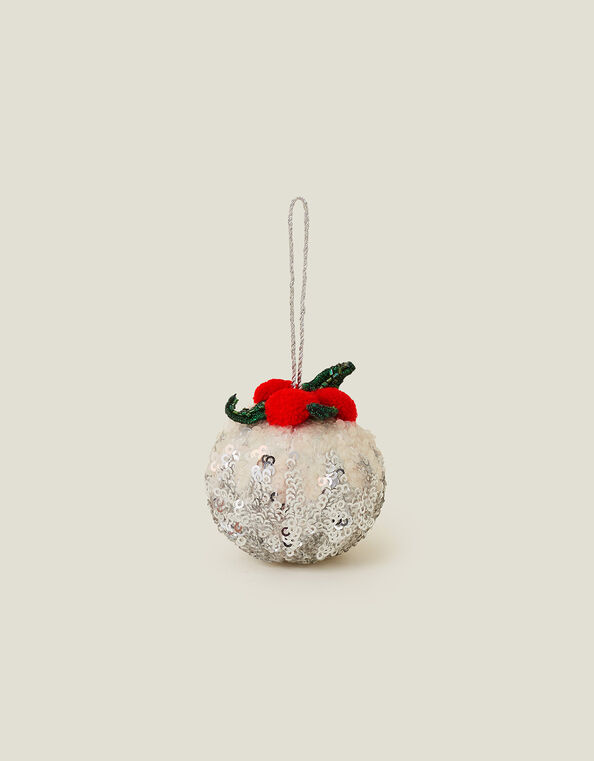 Embellished Christmas Pudding Hanging Decoration, , large