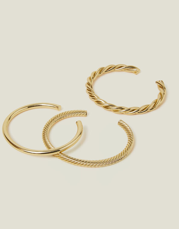 3-Pack Twisted Bangles, Gold (GOLD), large