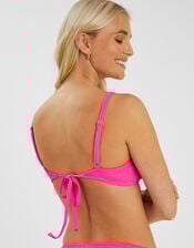 Textured Double Ring Bralette Bikini Top, Pink (PINK), large