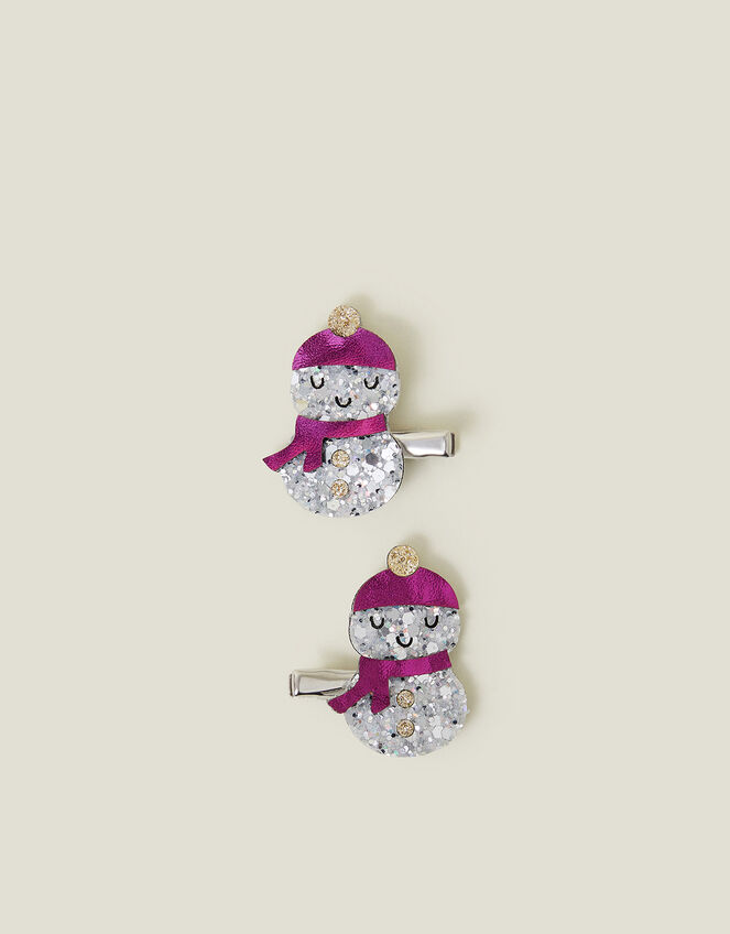 2-Pack Girls Snowman Hair Clips, , large