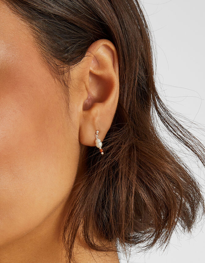 3-Pack Sterling Silver-Plated Stud & Pearl Drop Earrings, , large