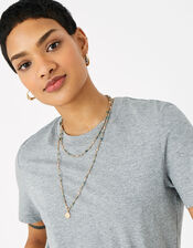 Layered Facet Coin Rope Necklace, , large
