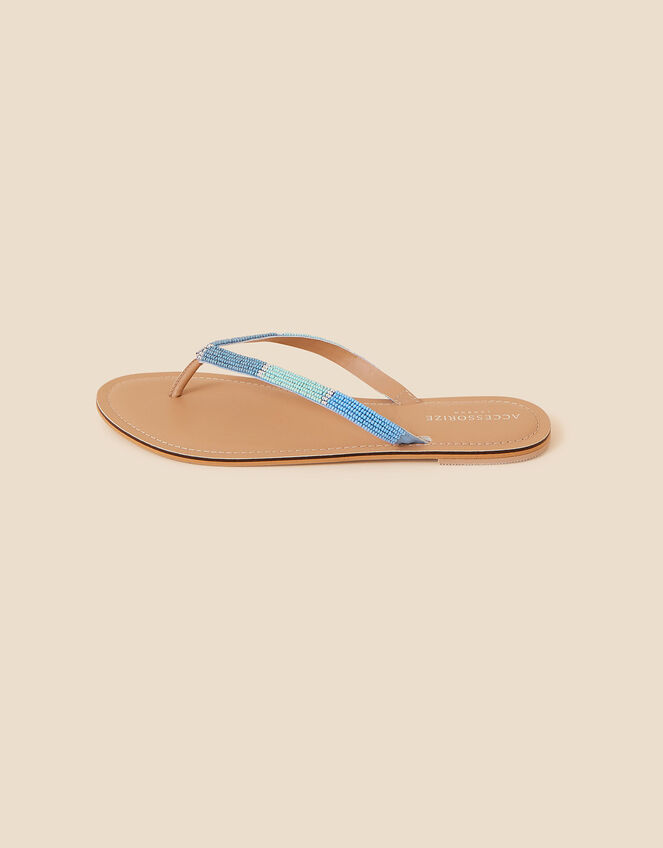Beaded Flip-Flops, Blue (BLUE), large