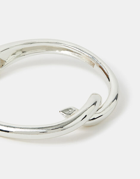 Twist Knot Hinge Bangle Silver, , large