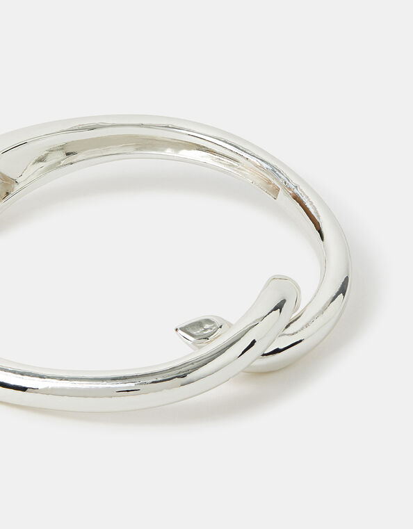Twist Knot Hinge Bangle Silver, , large
