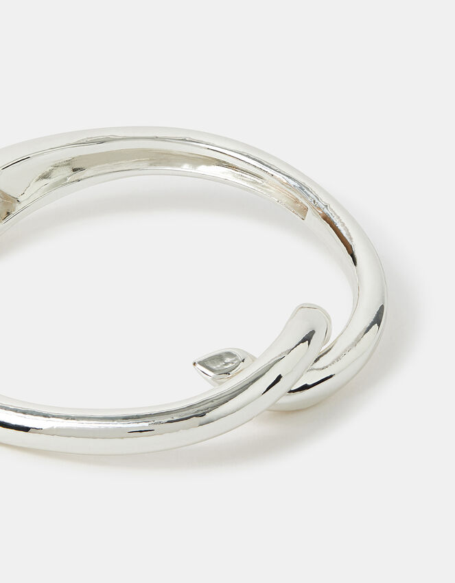 Twist Knot Hinge Bangle Silver, , large