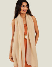 Lightweight Pleated Scarf, Natural (CHAMPAGNE), large