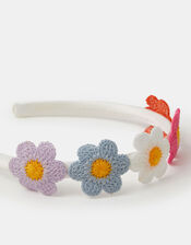 Girls Crochet Flower Headband, , large