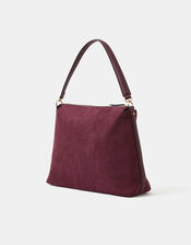 Large Slouchy Suedette Handbag, Red (BURGUNDY), large