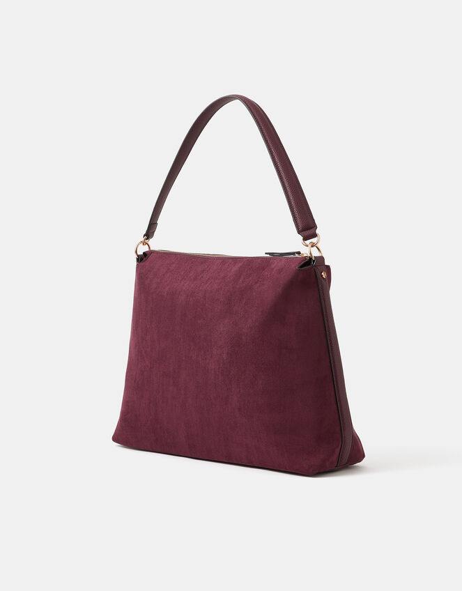 Large Slouchy Suedette Handbag, Red (BURGUNDY), large