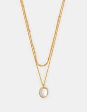 14ct Gold-Plated Clear Quartz Pendant Layered Necklace, , large