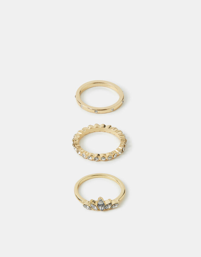 3-Pack Diamant&eacute; Stacking Rings, Gold (GOLD), large